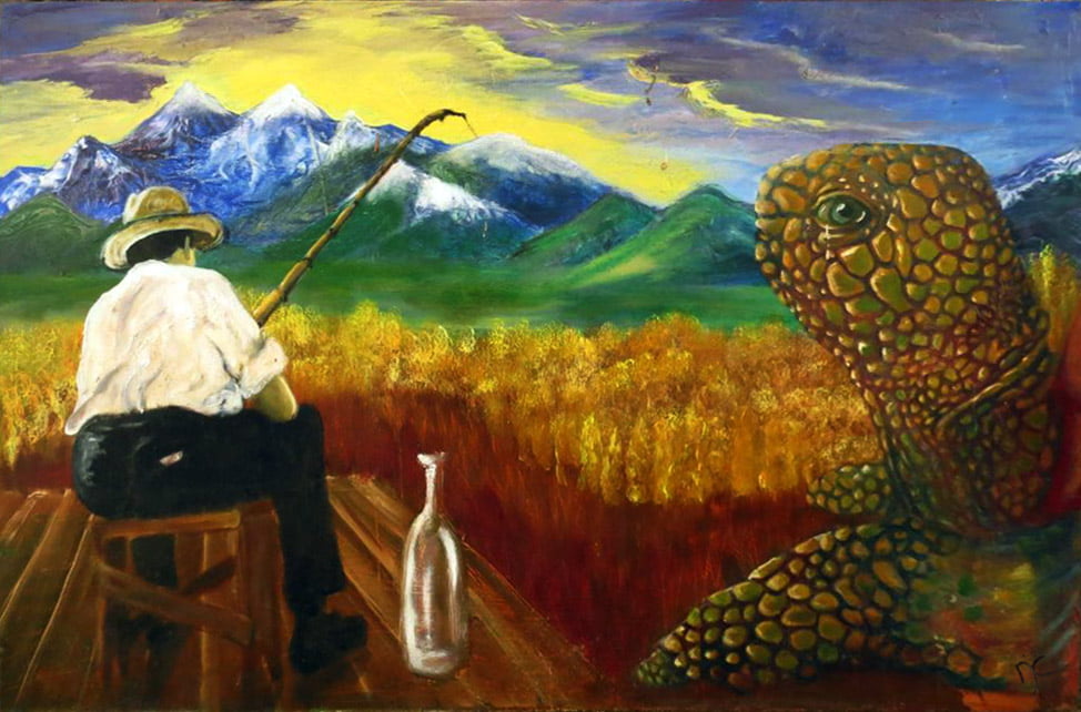 original oil painting - Natalie J Cheetham - Fishing for the Horizon