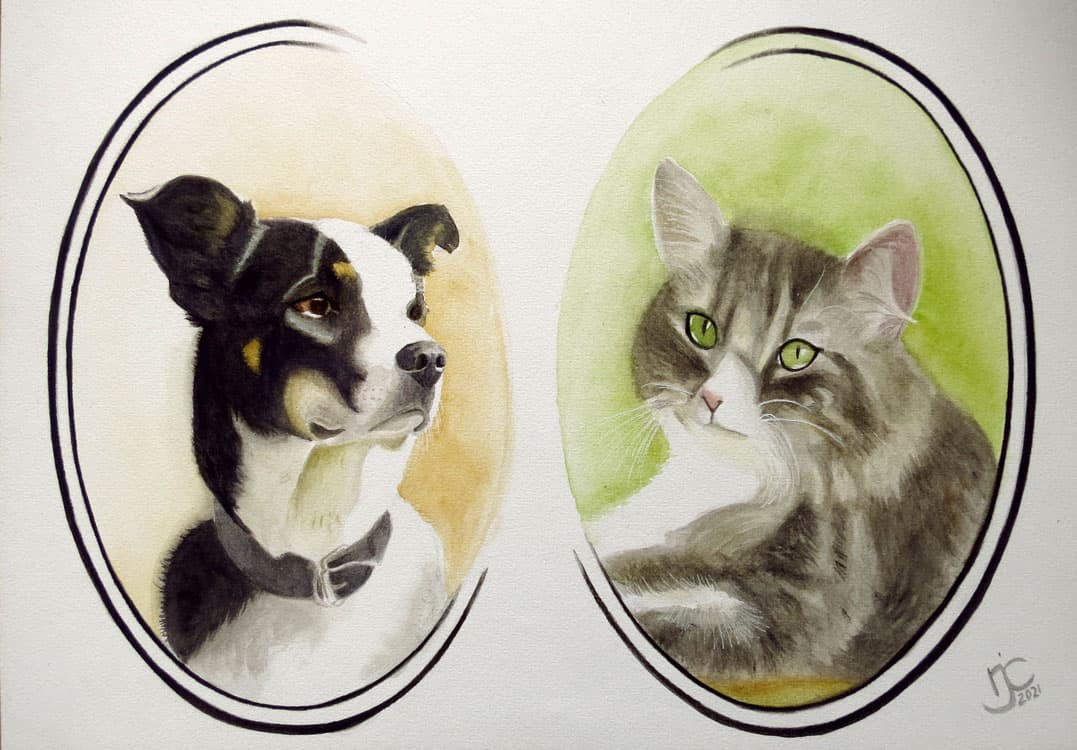 Pet Portraits - Natalie J Cheetham Cat & Dog