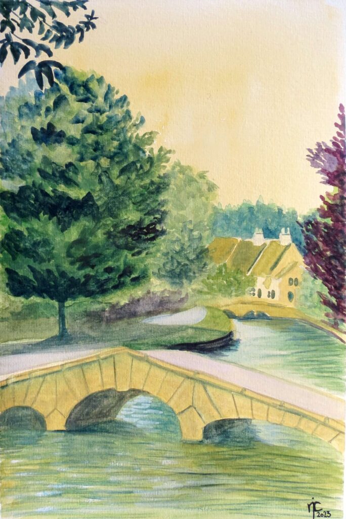 Bourton-On-The-Water - Gouache on Paper